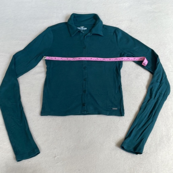 Teal Hollister Ribbed Long-Sleeve Polo Size XS - Picture 2 of 4
